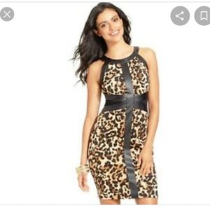 Thalia Sodi Womens Size medium Faux Leather Cheetah Print Bodycon dress